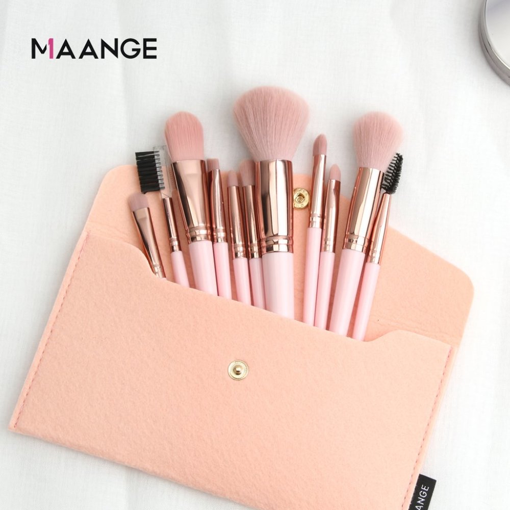 11Pcs Pink Makeup Brushes Set & Bag Cosmetic Tool - Picture 2 of 6
